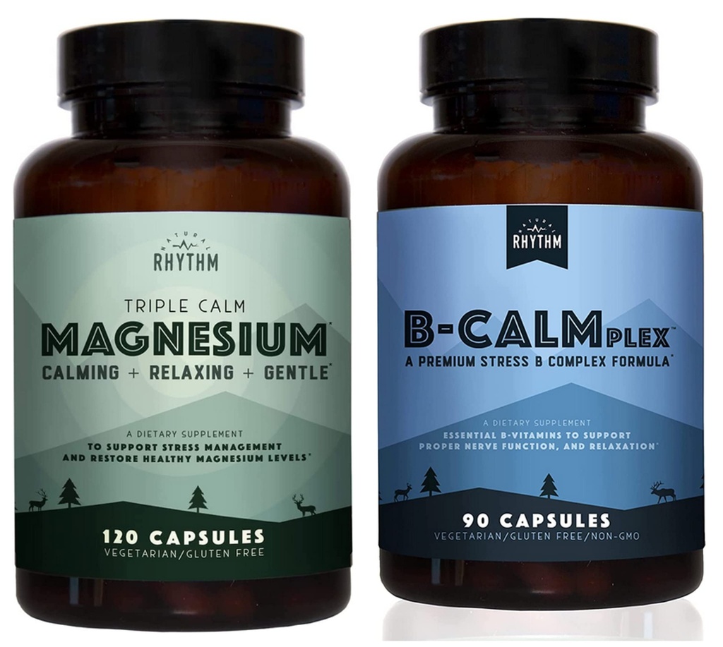 Naravni Rhythm Calm Bundle - Triple Calm Magnezij 150mg, 120 kapsul + B-CALMplex, edinstvena mešanica vitamina B, 90 kapsul