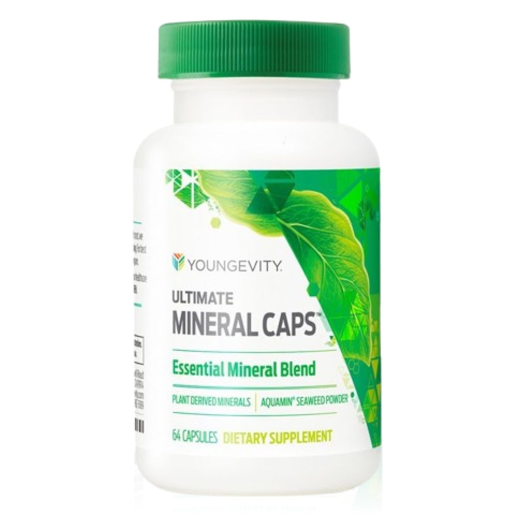 Youngevity Ultimate Mineral CapsTM - 70+ Essential Full Spectrum Trace Minerals - Nutrient-Dens, pridobljen iz morskih alg Humic & Aquamin (64 Kapsula) (Pack po 4)