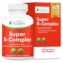 Vitamin B Complex - 8 Super B Complex Vitamini z holinom in inozitolom, Vitamini B1, B2, B3, B5, B6, B8, B9 in B12 - B100 Complex - 180 Veganskih kapsul - 6 mesecev na voljo - Izdelano v ZDA