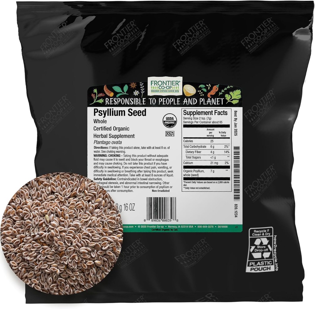 Frontier Co-op Organic Cel Psylium Seme 1lb