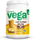 Vega Nut Butter Shake, arašidovo maslo in banana - Veganski proteini v prahu, 20g beljakovine, prave sestavine hrane, brez dodanega sladkorja, 1,39 lbs