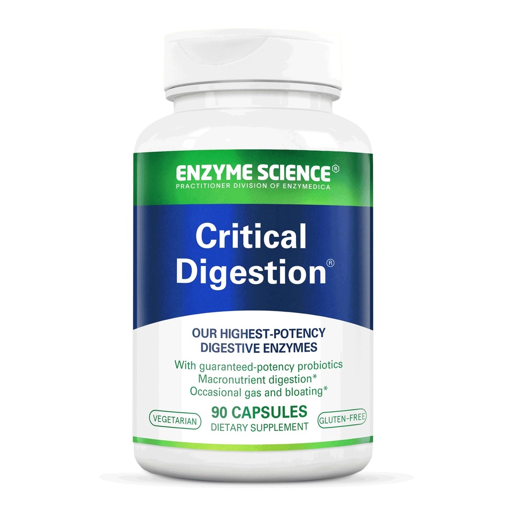 Enzyme Science Critical Digestion - Prebavni encimi za ženske in moške s probiotiki - Visoka moč Podpora za digestivno zdravje - Enzimas digestives y probiotics - 90 kapsul