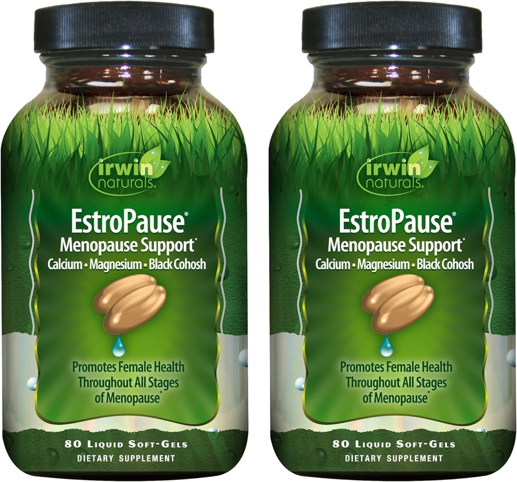 Irwin Naturals EstroPause Menopause & Ženska zdravstvena podpora – 80 Liquid Soft-Gels – Gentle Hormonal Balance Formula - 2 Pack