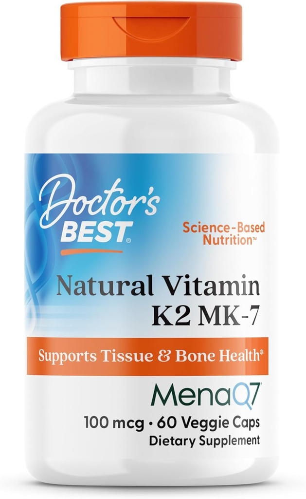 Doctor's BEST Natural Vitamin K2 MK7 Supplement, Non GMO, 60 Veg Caps