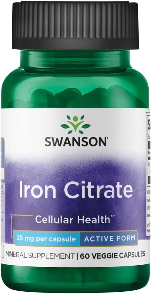 Swanson železov citrat 25 Milligrams 60 Veg kapsule
