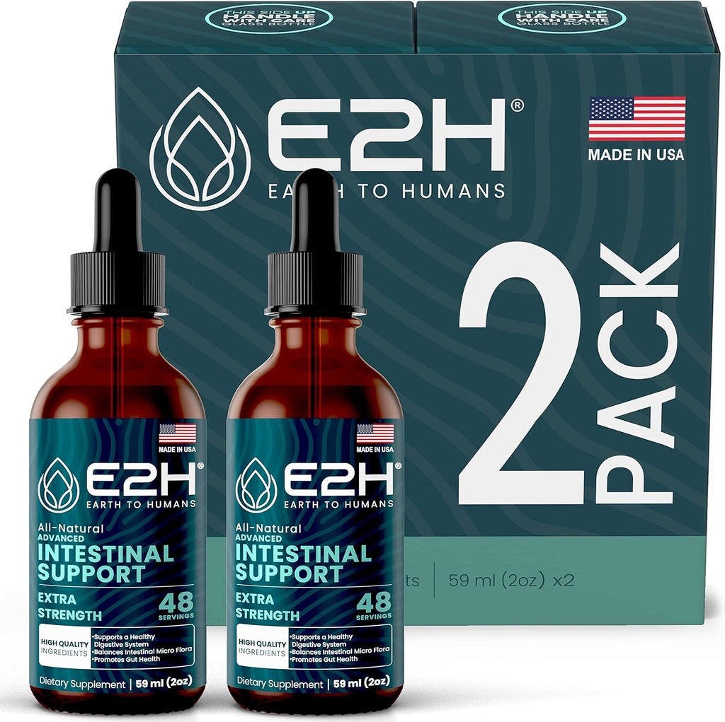 E2H Napredna črevesna podpora - spodbuja Gut Health and Digestive System - Wormwood and Black Walnut Extract - Non-GMO, Vegan - (2 steklenici)