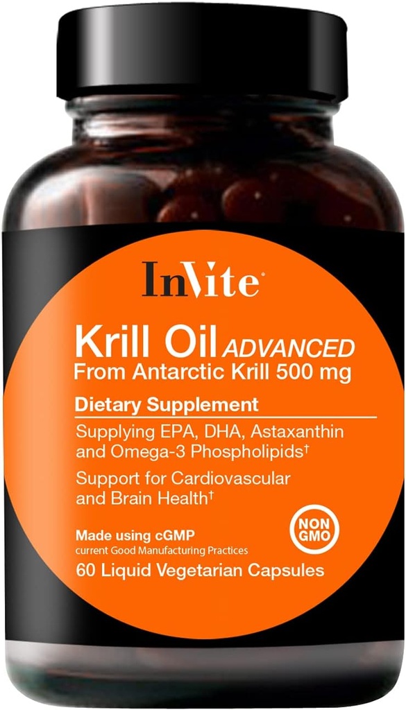 Povabite Health Krill Oil Advanced - Podpira Kardiovaskularno in zdravje možganov - zaloge EPA, DHA, Astaksantin in Omega-3 fosforolipidi - 60 kapsul (2-Pack)