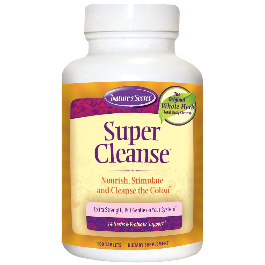 Narava Secret Super Cleanse - Extra Strength Colon Cleanse z 14 Zelišča in probiotična podpora - Spodbuja Gut Health Detox Cleanse & Prebavna podpora Nežno izločanje Formula - 100 Tablete (1 pakiranje)