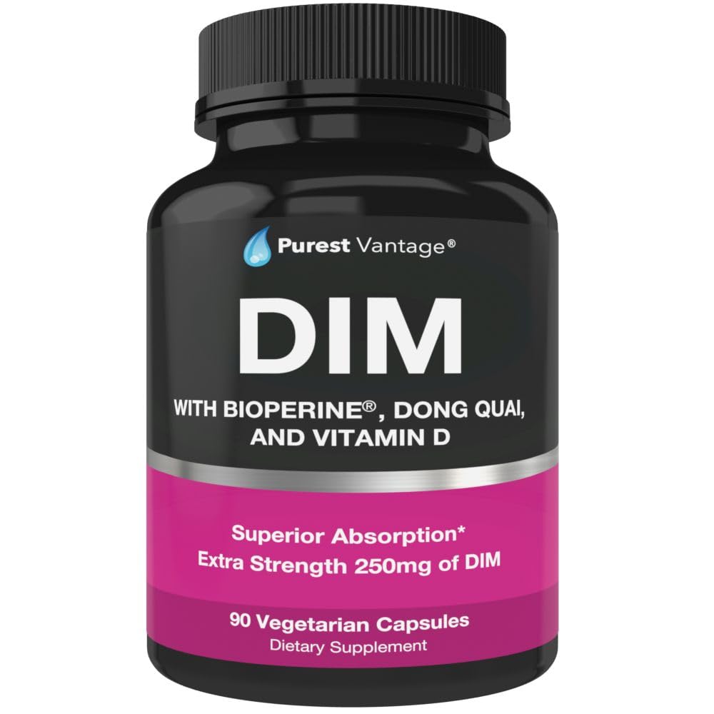 Pure DIM Supplement 250mg Diindolylmetan Plus BioPerin in Dong Quai - Hormonska podpora za ravnotežje za ženske in moške, Menopause & Estrogen Podpora - 90 Vegetarijanske kapsule