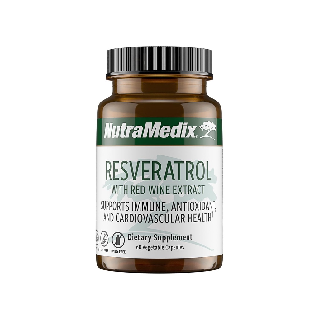 NutraMedix Resveratrol kapsule - Biorazpoložljivi antioksidanti Dopolnilo iz ekstrakta rdečega vina + kože grozdja - 200 mg japonski Knotweed za imuno-kardiovaskularno podporo (60 kapsul)