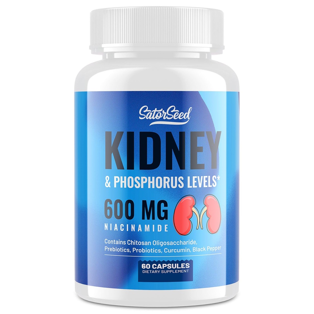 Ledvice Clease Detox & Repair – Podpora za ledvice dodatek s 600 mg Niacinamid, Chitosan Oligosaharid, kurkumin, probiotiki – Fosfor Binder – 60 kapsul