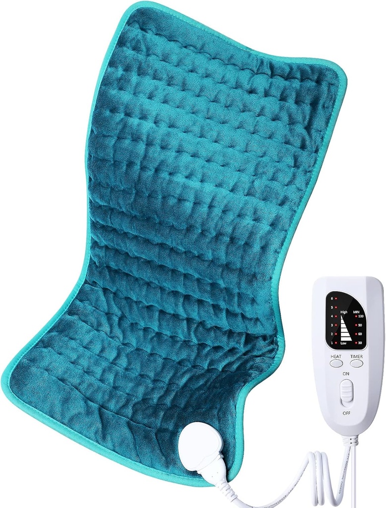 Električna grelna ploščica za hrbet/Shoulder/Neck/Knee/Leg Pain Relief, 6 nastavitev hitrega ogrevanja, samodejno, strojno pranje, vlažne možnosti suhe toplote, ekstra velike 12"x24"