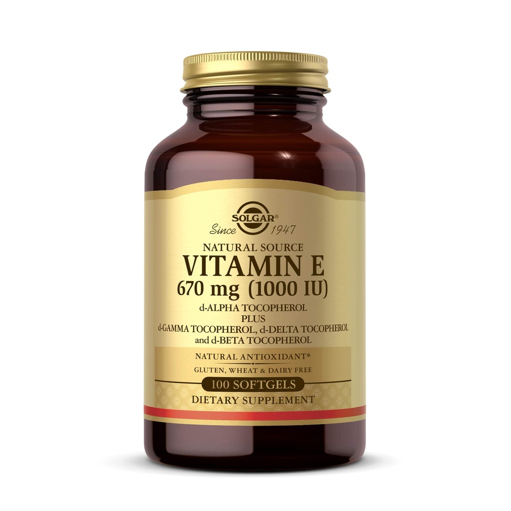 Solgar Vitamin E 670 mg (1000 i.e.), 100 mešanih softgels - Naravni antioksidant, Kožna in Imunski sistem Podpora - Naravno Izvlečni Vitamin E - Gluten Free, Dairy Free - 100 Serving