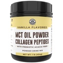 Keto MCT Oil Powder + Kolagen + Prebiotic Acacia Fiber, Vanilla Flavor, 16oz. MCT Oil Powder iz kokosovih orehov. Grass Fed Collagen, kot nalašč za Keto, 0 Net Carb, Stevia, Eritritol, pijača v prahu