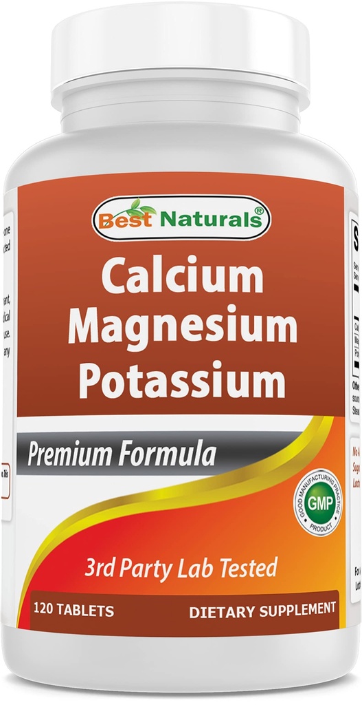 Najboljši naravni kalcij Magnezij Kalij - 120 tablet - brez GMO & gluten