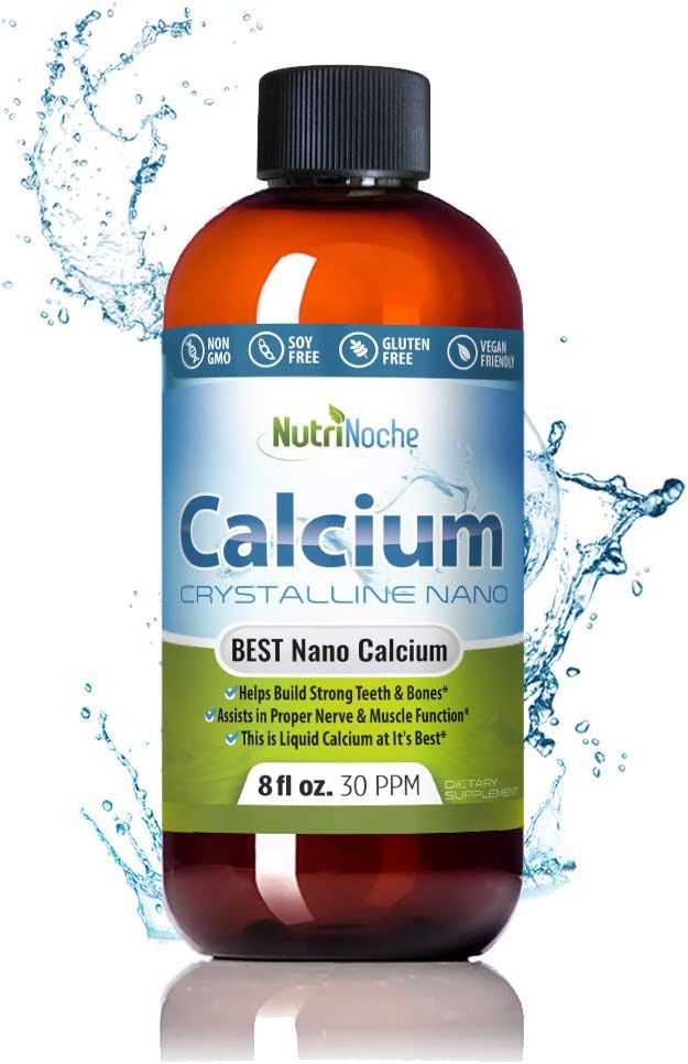 NutriNoche Tekoči kalcij dodatek - 99,99% Ultra Pure Crystalline Nano Kalcij za ženske, moške in otroke - Kalcijev citrat Alternative - Absorbirani na celični ravni Podjezično - 30 ppm