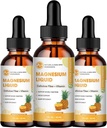 (3 pakiranja) Magnezij Glicinat Tekoče kapljice, visoka absorpcija Magnezij Tekoči z bromelainom, Vitamin B6 C D, Magnezij dodatek za otroke in odrasle, Noč in podpora mišic, Ananasov okus