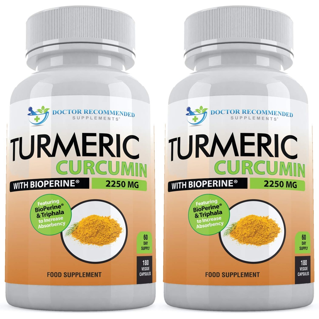 Kurkumin z Bioperinom - 360 Veggie kapsule - 2250mg 95% kurkuminoidi z dodatkom črnega popra in trifala (Pack of 2)