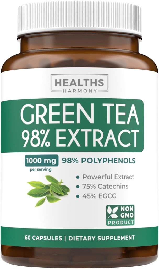 EGCG Green Tea Extract kapsule - super visoke jakosti tablete za zeleni čaj Antioksidant Bogata formula s polifenoli Catehini & EGCG - 500mg na kapsulo - ne-GMO & izdelan v ZDA (1 mesec dobave)