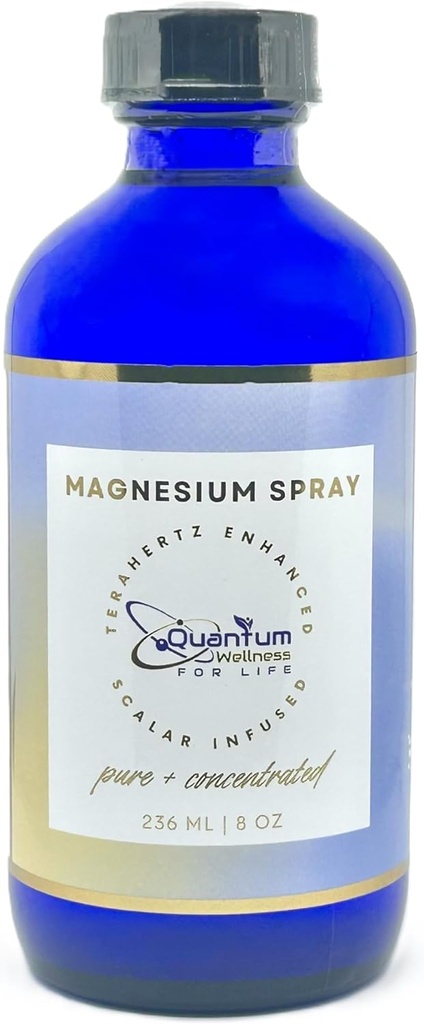 Magnezijev pršilo ponovno polnjenje, Skalarna energija infundirana, čista in organska, Izdelano v ZDA, Steklena embalaža (8 oz Refill)
