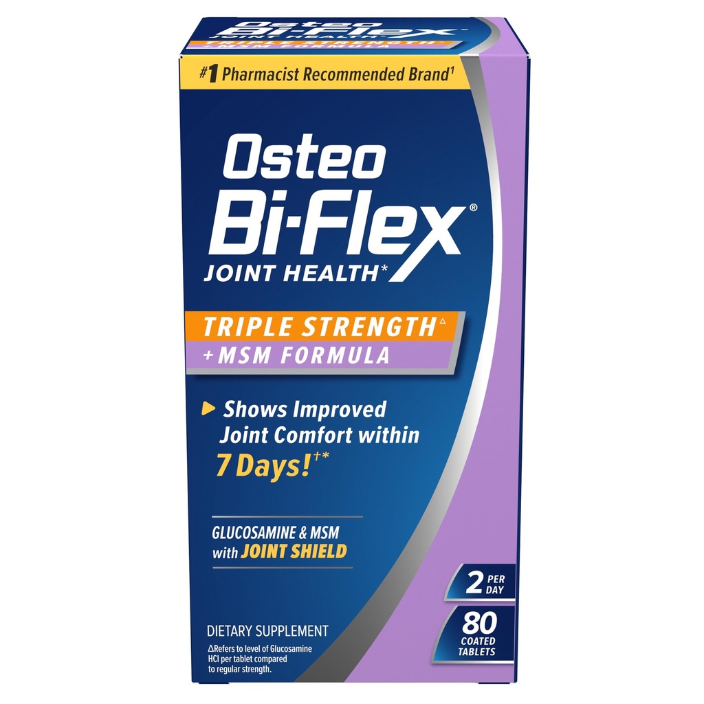 Osteo Bi-Flex Trojna moč(5) z MSM, Glukozamin Skupni zdravstveni dodatek, Obložene tablete, 80 Število
