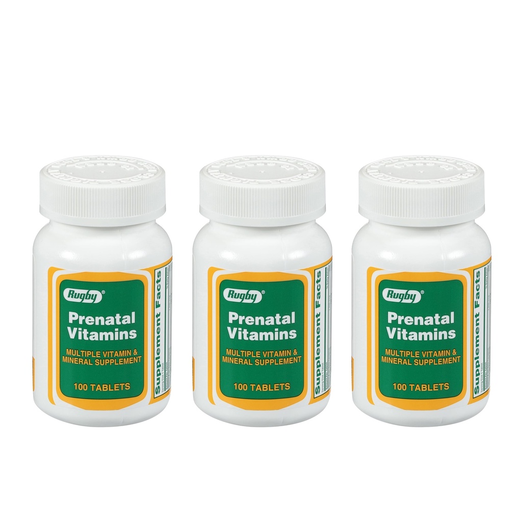 Rugby Prenatal Vitamini - Več vitaminov in mineralnih dodatkov - 100 tablet (3 pakiranje)