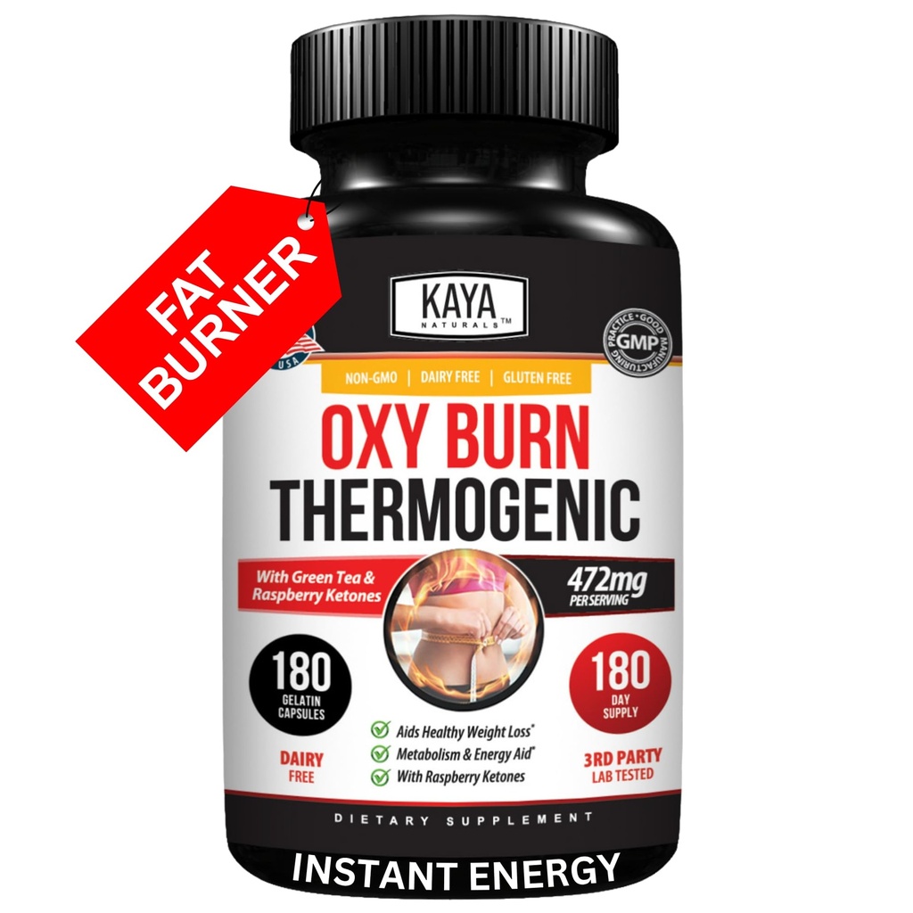 Kaya Naturals Oxy Burn - Termogenska zeliščna formula za aktivno življenje – Ne-GMO & Gluten-free – 180 Count