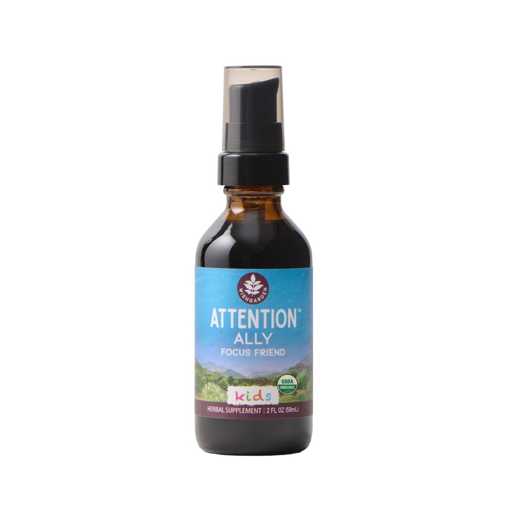 WishGarden Herbs Pozornost zaveznica - Rastlinsko-bazen zeliščni fokus, Pozor, Mirno & Koncentracija dodatek z Gotu Kola kopriva & pasijonka, Podpira Optimalno nevronsko sporočanje in Brain Nourishment, 2oz