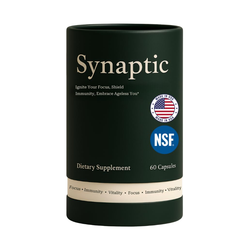 Synaptic Lion’s Mane Gobe dodatek – Imunska podpora, Brain Fog Relief, Anti Aging, Calm Focus & Cellular Longevity–Reishi, Shiitake, Maitake–All-Fratic Nootropic – No-GMO, Vegan, Gluten-free