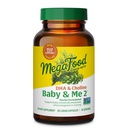 MegaFood Baby & Me 2 prednatalni vitamini za ženske, DHA & holine dopolnila, tekoči DHA in holin za razvoj otrokovih možganov in oči med nosečnostjo, Vegan, 60 kapsul (30 strežnikov)