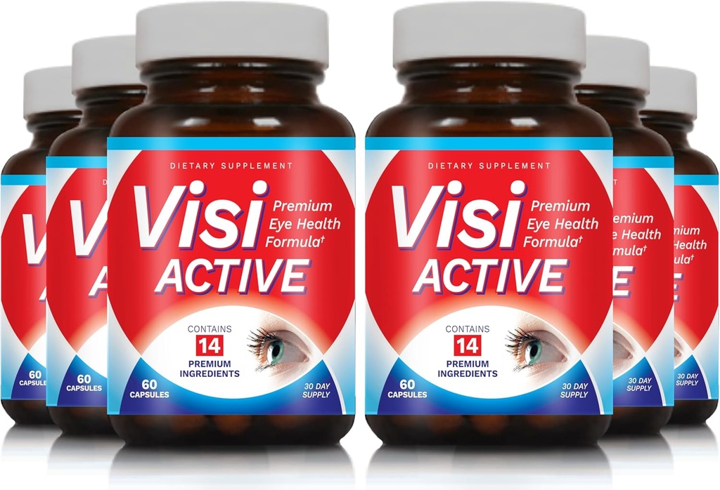 Vision Support Supplement - Eye Health Formula z L-Tartrate, Resveratrol, Borovničev ekstrakt, Vitamini A, C, D in 11 Sestavine za podporo vida - 60 kapsul/steklenica - 6 pakiranj
