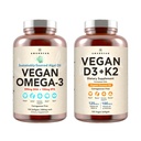 Vegan Powerhouse Combo. Omega-3 iz Algal Oil & Vitamin D3 + K2. Nasad 5000 iu VIT D iz Algae. 100 mcg All-Trans MK-7 Vita K. Carrageenan Free Veggie Softgels.