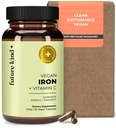Future Kind Vegan železni dodatek za moške in ženske z vitaminom C za energijo, fokus in imuniteto podporo - 30-dnevna dobava, ena kapsula na dan (30ct v stekleni steklenici)