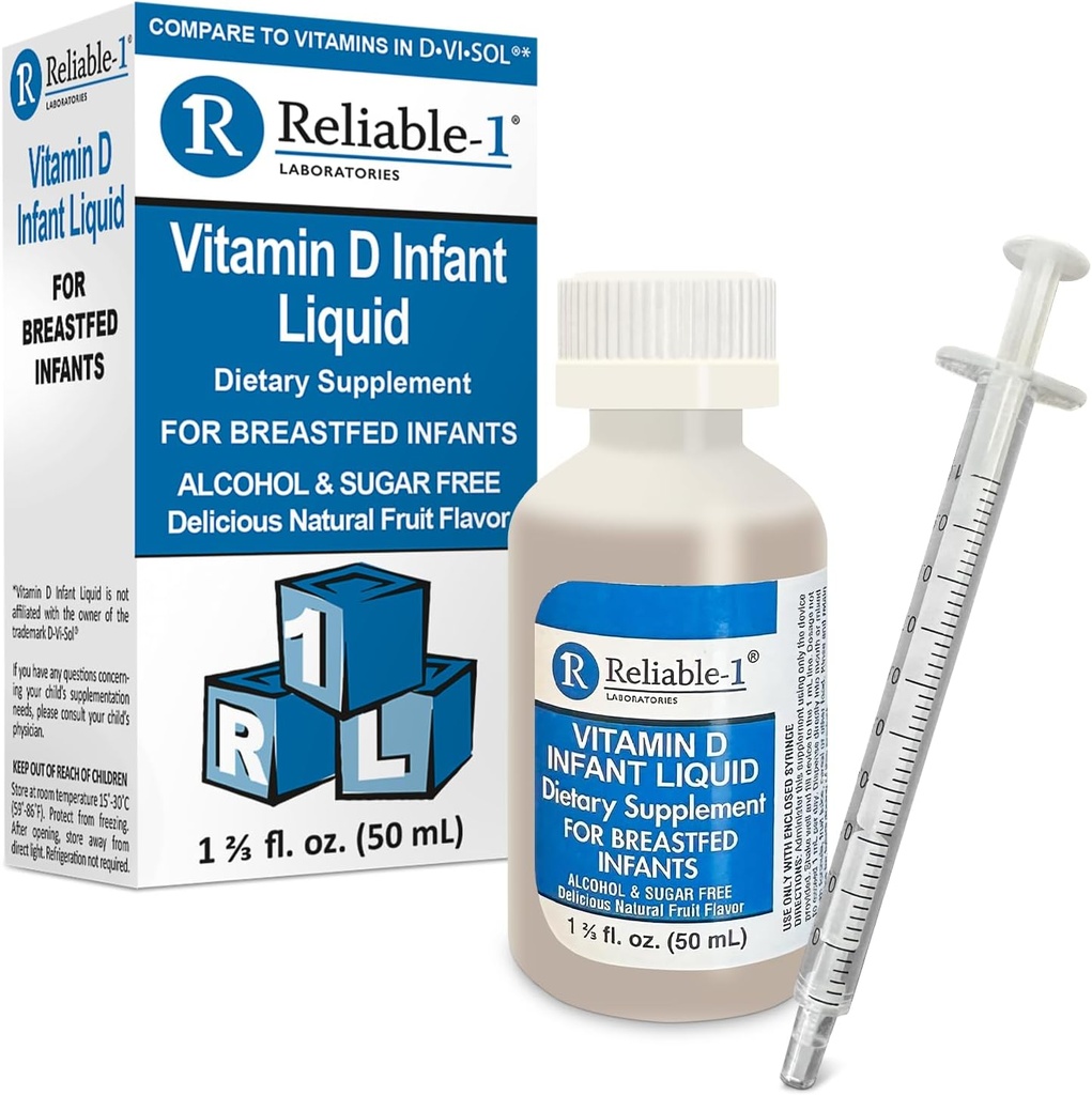 Zanesljivi-1 laboratoriji Dojenčki Tekoči vitamin-D kapljice (naravna aroma sadja) Sladkor in alkohol brez, za dojenje dojenčke 0-12 mesecev in gor