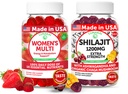 Lunakai USA Made Womens Multivitamin & Shilajit Gummies Bundele – Energy, Imun & Vitality Support – Seveda aromatiziran – 60 Ne-GMO Gummies vsak