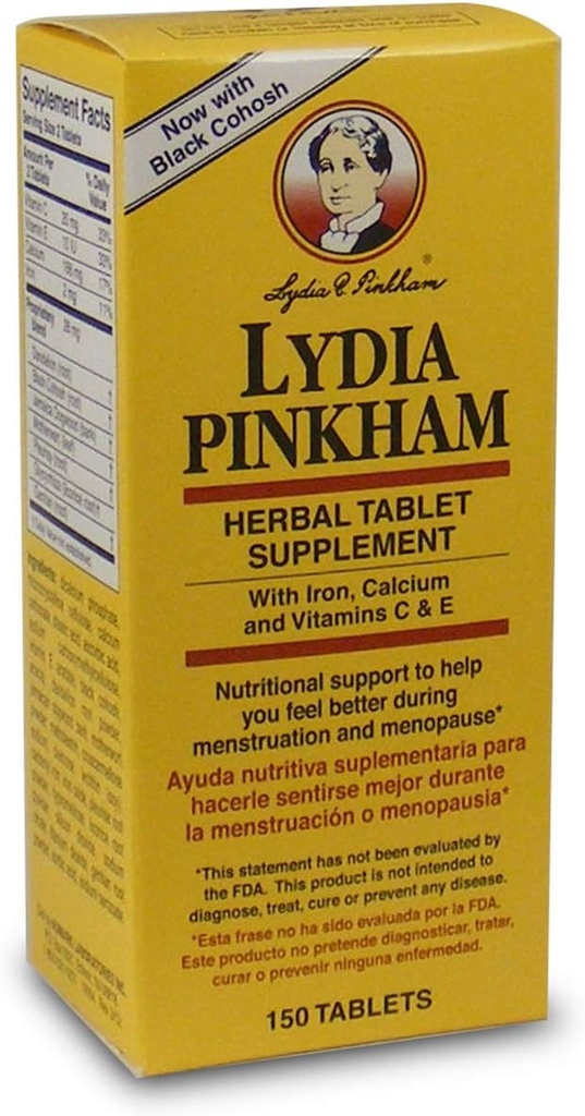 Lydia Pinkham Herbal dopolnilne tablete za menstruacijo in podporo Menopause, 150 grof