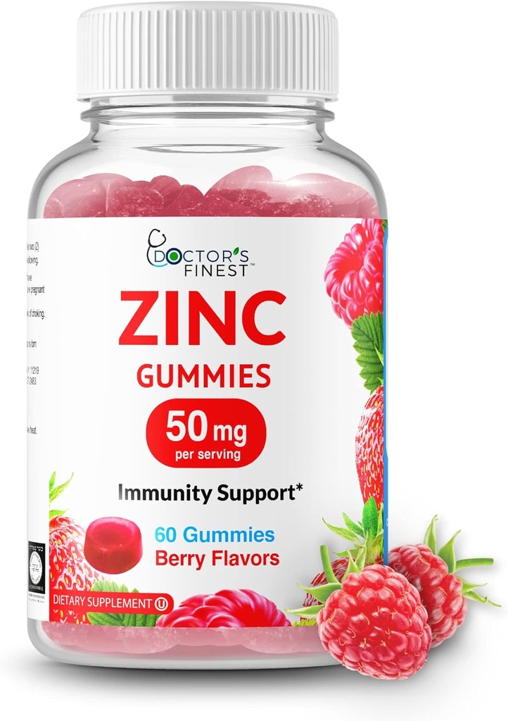 Cink 50mg Gumiji – vegetarijanski, brez gensko spremenjenih organizmov in brez glutena Vitamin – Velika okus Berry Flavor pektin Chews – Prehranska dopolnila za odrasle – 60 Število [30 odmerkov]