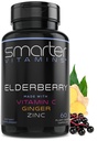 Pametnejše Bezgove kapsule + vitamin C + ingver & cink, zeliščni dodatek, močan črni starejši Berry ekstrakt antioksidant vitamin, 60 Veganske tablete