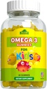 ALFA VITAMINS Omega 3 otroci Gumiji, podpira razvoj možganov, zdravje srca in vizija, enostaven za žvečenje, Omega 3 dodatek za otroke, oranžna aromatiziran, brez ribjega okusa, 3 Gumiji dnevno, 60 Gumiji