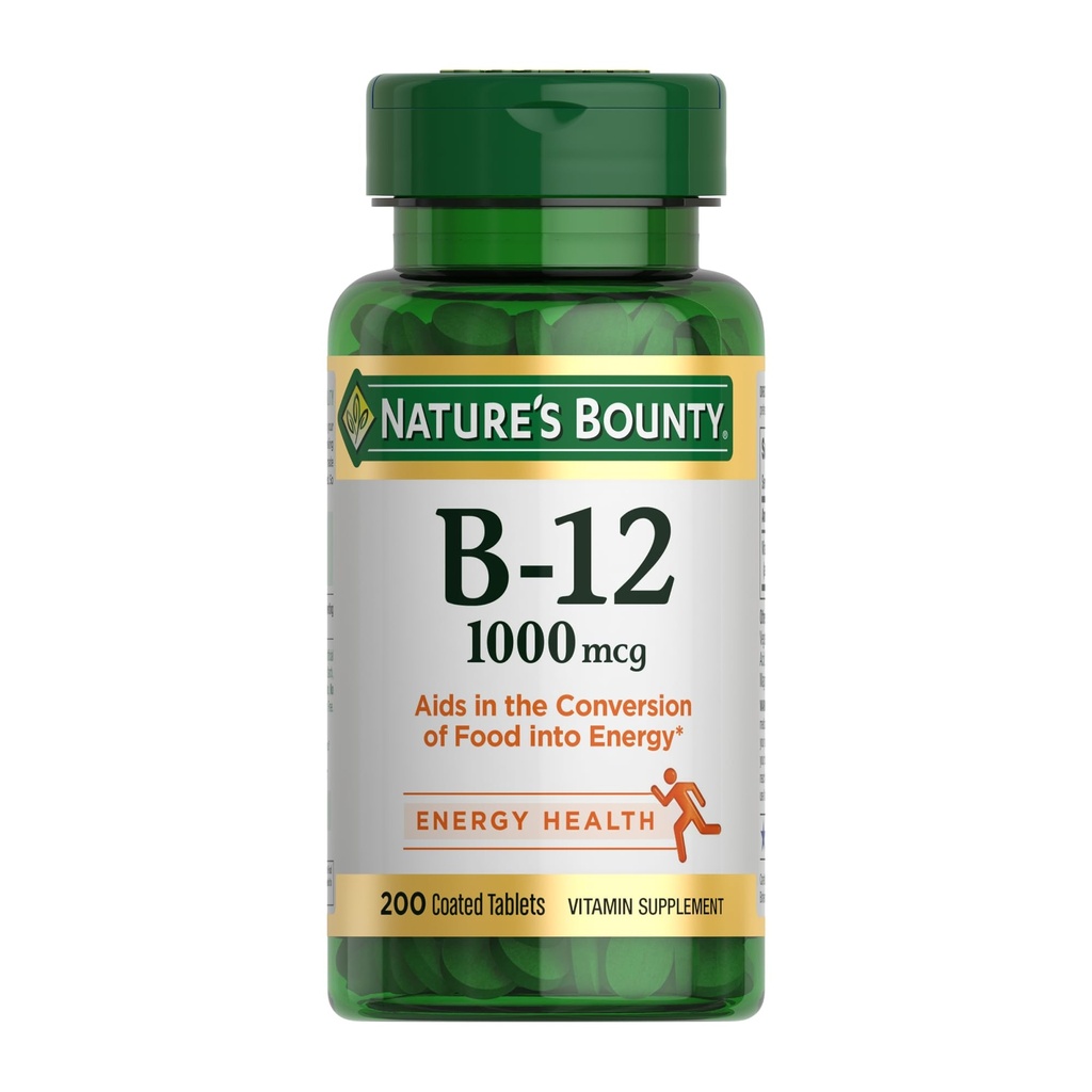 Naravni Bounty Vitamin B12 1000 mcg Dodatki, Podpira energijo Presnova, 200 Ct