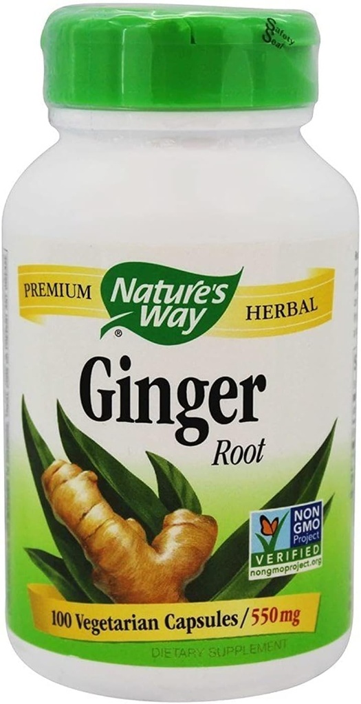 Naravna pot Premium Zeliščna ingver koren, Prebavna podpora, 550 mg, 100 vegetarijanske kapsule, pakiranje po 2