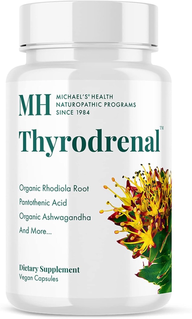 MICHAELovo zdravje Naturopatski programi Thyrodrenal - 120 Veganskih kapsul - podpira zdravje ščitnice in nadledvične žleze - z vitaminom C - 60 Servinga