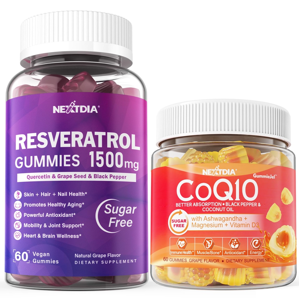 Sladkor brez Resveratrol Gumies 1500mg + CoQ10 200mg 100mg Polnjene Gumies z magnezijevo podporo zdravo staranje in dolgoživost