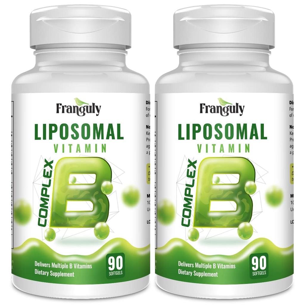 Liposomski B kompleks, zasnovan za visoko Absorpcijo B Vitamini z holinom inozitol B1, B2, B3, B5, B6, Biotin, Folat, metilirani B12-imune, Energy, Brain & Heart Support 180 Softgels
