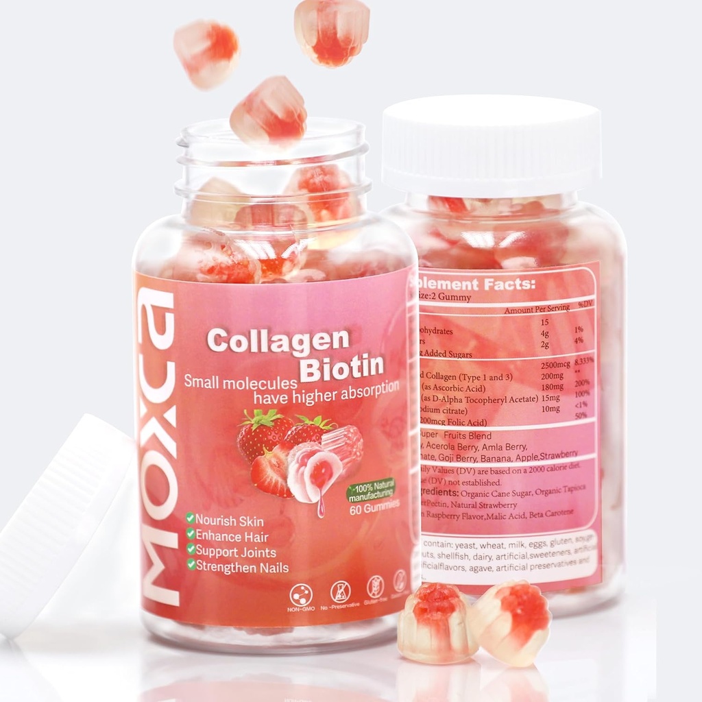 Colagen Gumies - 60 Count,Hydrolyzed Collagen Type 1 & 3,Vitamin C E za ženske Moški Zdrave kožne sklepa za lase Podpora,Non-GMO,Gluten-Free,Gelatin-Free (120 Counts)