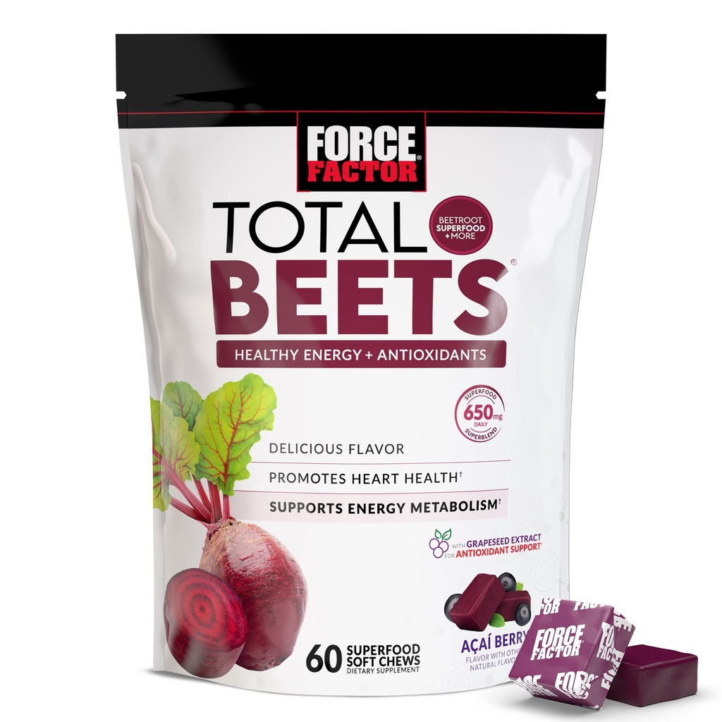 Sila Factor skupaj Beets Soft Chews z peso, nitrati, L-citrulin, Grozdni ekstrakt, in antioksidanti, Zdrava energija dodatek z Elite sestavine, Heart Health Superfood, 60 Chews