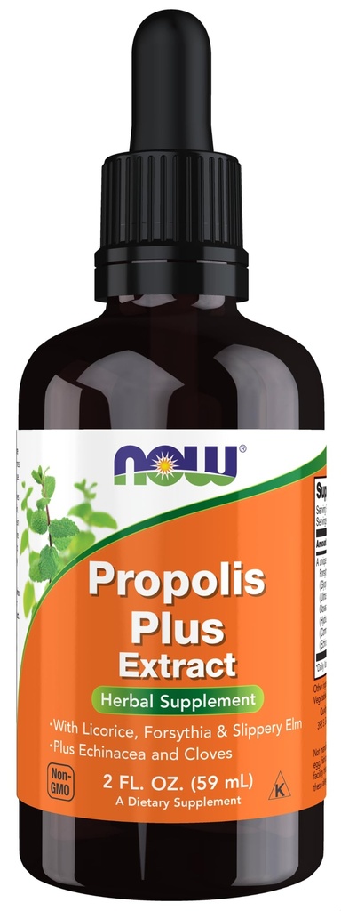 NOW Foods Supplements, Propolis Plus Extract Liquid z kapalko, Zeliščni dodatek, 2-Ounce