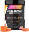 Bounce Pro Creatine Monohidrat Gumiji za moške in ženske, Nizki kalori, 6G kreatine na serviranje, Vegan, Anti-Melting, Gluten-free, Ne-GMO, 2g kreatina na Gummy (51ct, Peach Prstans)