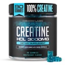 Kreatin HCL 3000mg na strežbo - Raspberry Flavour - Vegan Gummies (90 grof (Pack of 1), malina)