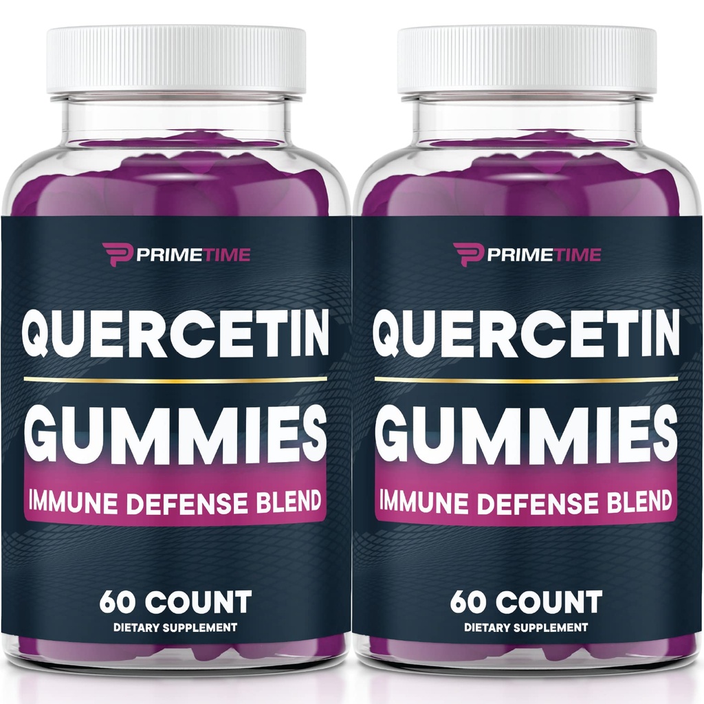 Primetime Sports Quercetin + Cink + Vitamin C 1000mg Gummies Dopolnila z Bezgovo jagodo, Flavonoid Vitamin za otroke Odrasli Imuniteta, Imunska podpora Gummy Booster Vegan (2 paket) 60 Število (Pack of 2)